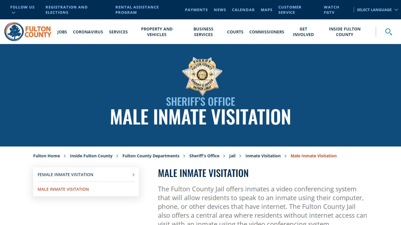 Male Inmate Visitation - Fulton County, Georgia